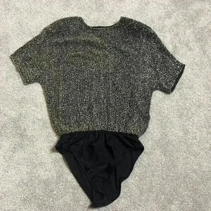 Vintage Oleg Cassini Bodysuit Beaded Black Tie Elegant Vintage